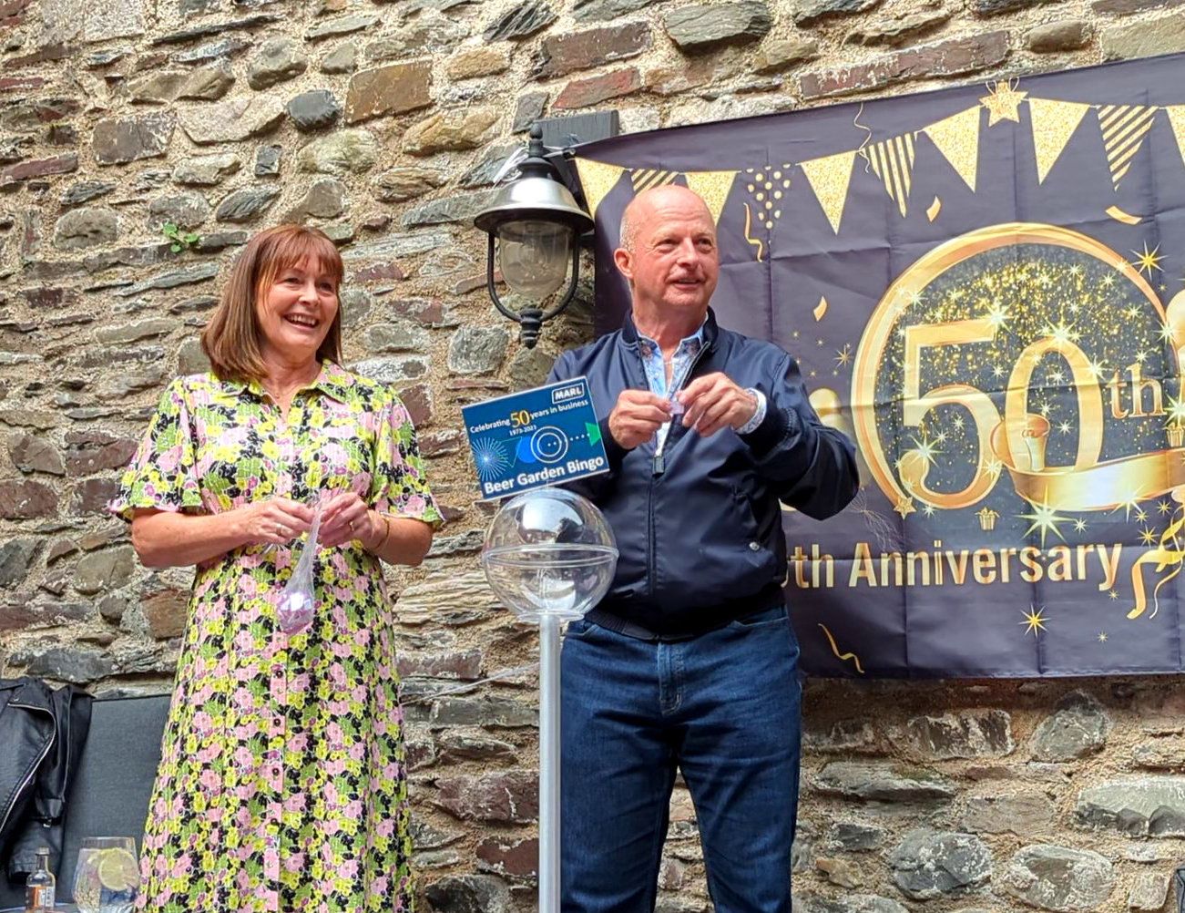 Linda Pinnegor and Adrian Rawlinson hosting the 50th Anniversary celebrations